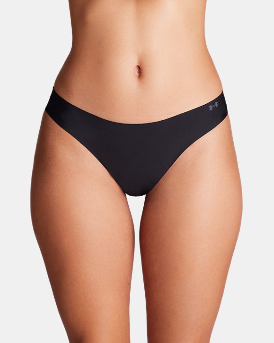 Women's UA Pure Stretch 3-Pack No Show Thong, Black, pdpMainDesktop image number 0